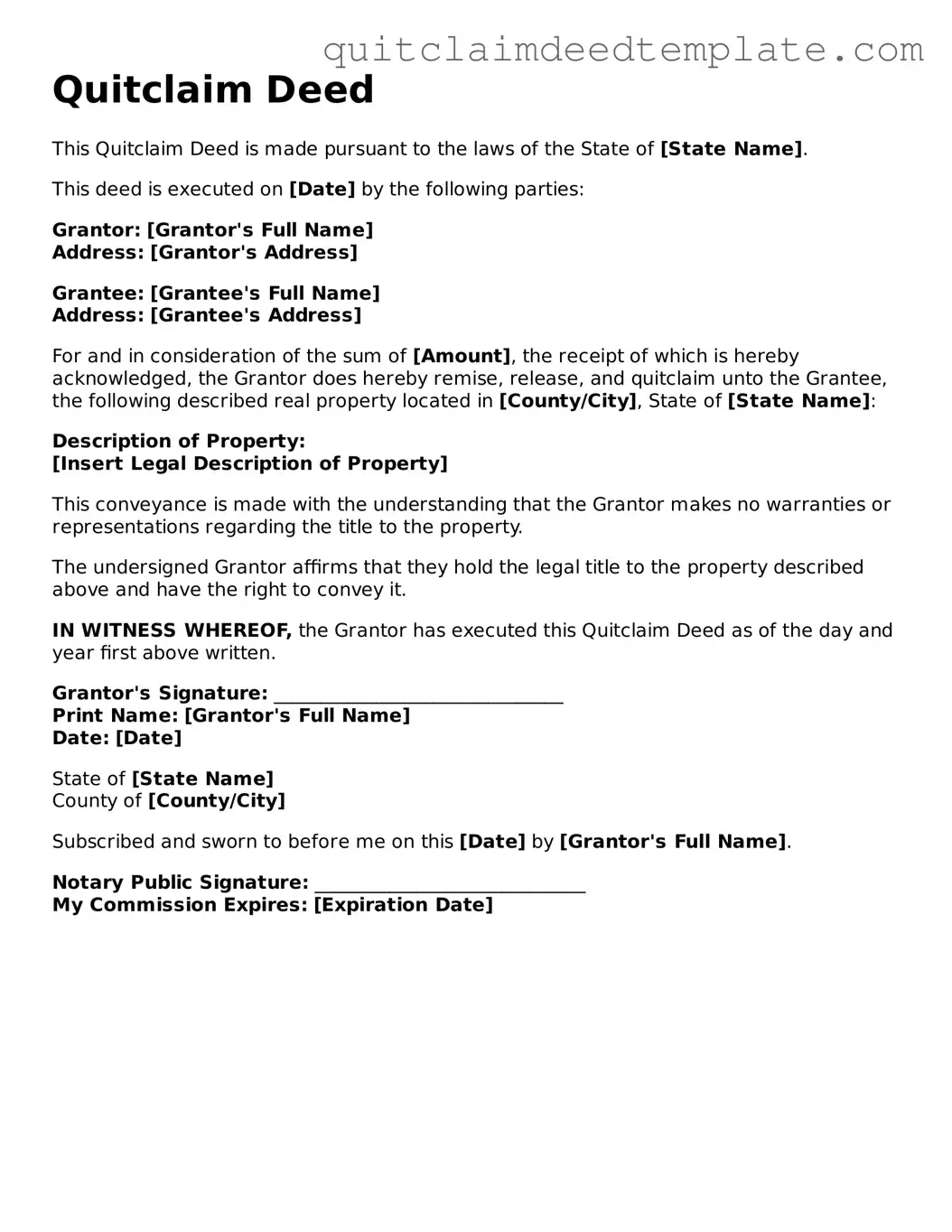 Valid Quitclaim Deed Form